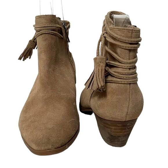 VINCE CAMUTO Carlina Western Boho Suede Tassel Wrap Booties 7.5 - Picture 2 of 12